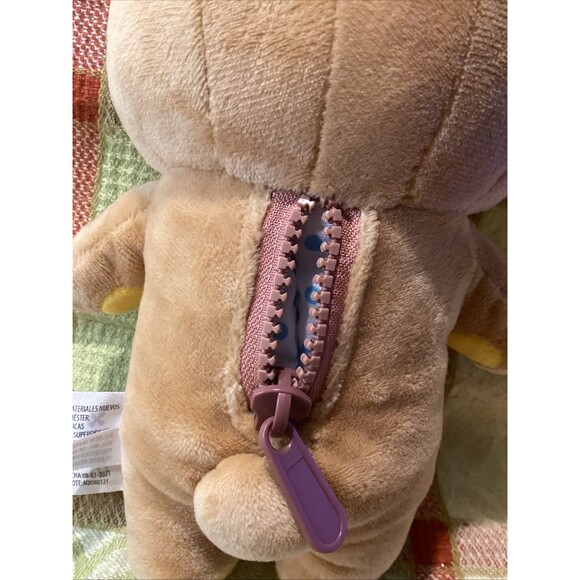 2009 8” San-X RILAKKUMA Plush Brown Stuffed Bear Zippered Pocket Plushy Japan - Picture 5 of 9